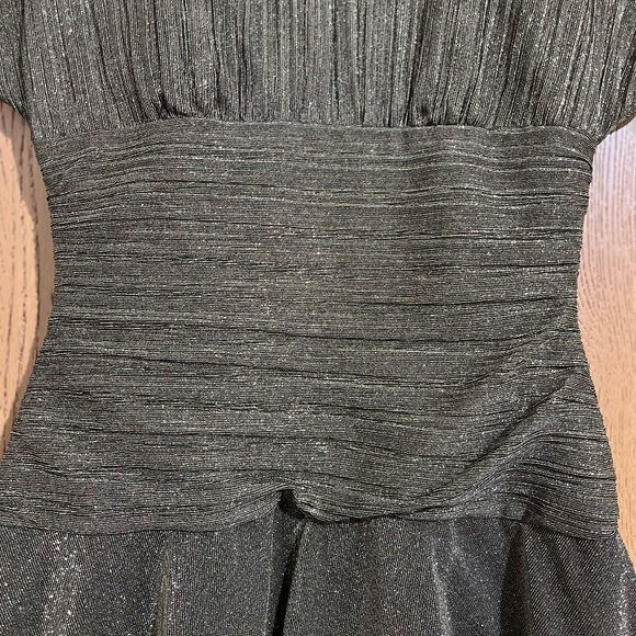 Vintage Morton Myles I. MAGNIN 80s Olive Green Gold Metallic Layered Dress Sz-XS - Picture 4 of 13